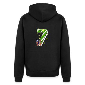 7 Jahre alt Dino American Football 7. Geburtstag - Unisex Premium Bio Zip Hoodie - Schwarz - Hinten - Nico (187cm)