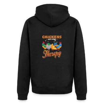 Chickens Are My Therapy Funny Chicken Lover Chicke - Unisex Premium Bio Zip Hoodie - Schwarz - Hinten - Nico (187cm)