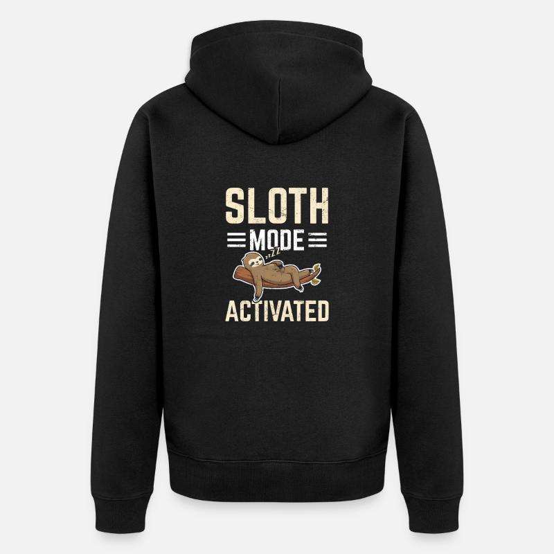 Sloth Mode Activated Funny Sloth Lovers Sleeping L - Unisex Premium Bio Zip Hoodie - Schwarz