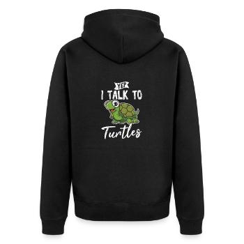 Yep I Talk To Turtles Funny Sea Turtle Lover Ocean - Unisex Premium Organic Zip Hoodie - black - Back - Nico (187cm)