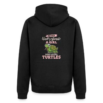 Never Underestimate A Girl Who Loves Turtles Turtl - Unisex Premium Organic Zip Hoodie - black - Back - Nico (187cm)