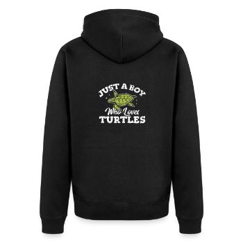 Just A Boy Who Loves Turtles Funny Turtle Lover Oc - Unisex Premium Bio Zip Hoodie - Schwarz - Hinten - Nico (187cm)