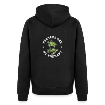 Turtles Are My Therapy Funny Sea Turtle Lover Ocea - Unisex Premium Bio Zip Hoodie - Schwarz - Hinten - Nico (187cm)