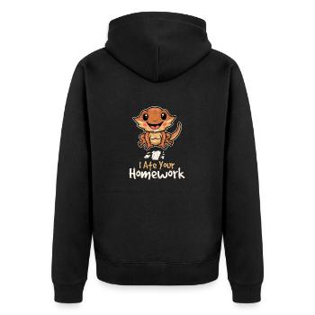 I Ate Your Homework Funny Bearded Dragon Owner Bea - Unisex Premium Organic Zip Hoodie - black - Back - Nico (187cm)