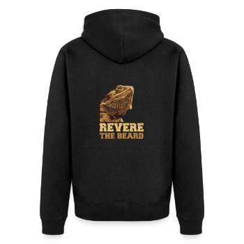 Revere The Beard Funny Bearded Dragon Owner Beardi - Unisex Premium Organic Zip Hoodie - black - Back - Nico (187cm)