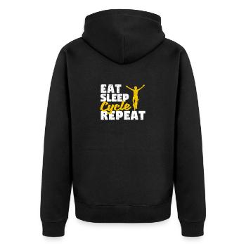 Eat Sleep Cycle Repeat Funny Bicycle Cyclist Bike - Unisex Premium Organic Zip Hoodie - black - Back - Nico (187cm)