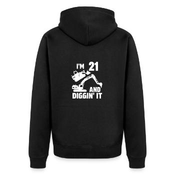 J’ai 21 ans et Diggin' It - Veste à capuche bio Premium Unisexe - noir - Dos - Nico (187cm)