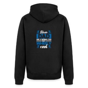 Biker dad like a normal dad, but with a - Unisex Premium Organic Zip Hoodie - black - Back - Nico (187cm)