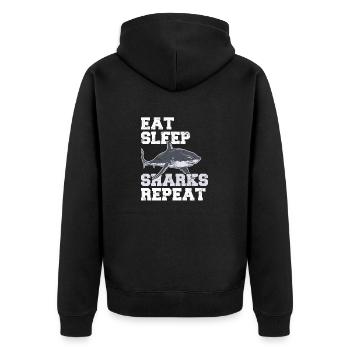 Eat Sleep Sharks Repeat Funny Shark Lover Funny Sh - Unisex Premium Organic Zip Hoodie - black - Back - Nico (187cm)