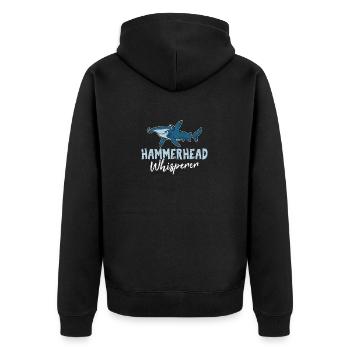 Hammerhead Whisperer Hammerhead Shark Sphyrna Funn - Unisex Premium Organic Zip Hoodie - black - Back - Nico (187cm)