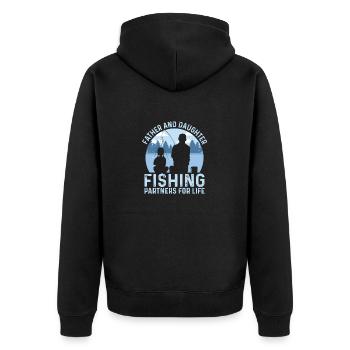Father And Daughter Fishing Partners For Life Fish - Unisex Premium Organic Zip Hoodie - black - Back - Nico (187cm)
