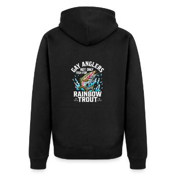Gay Anglers Not Only Fish For Rainbow Trout Fishin - Unisex Premium Organic Zip Hoodie - black - Back - Nico (187cm)