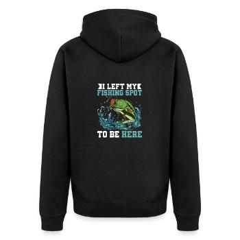 J’ai quitté mon lieu de pêche pour être ici Pêcheur Angle - Veste à capuche bio Premium Unisexe - noir - Dos - Nico (187cm)