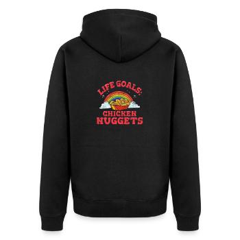 Life Goals: Chicken Nuggets Funny Nugget Lover Nug - Unisex Premium Organic Zip Hoodie - black - Back - Nico (187cm)