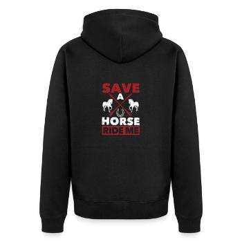 Drôle cowboy musique country équitation humour sauver - Veste à capuche bio Premium Unisexe - noir - Dos - Nico (187cm)