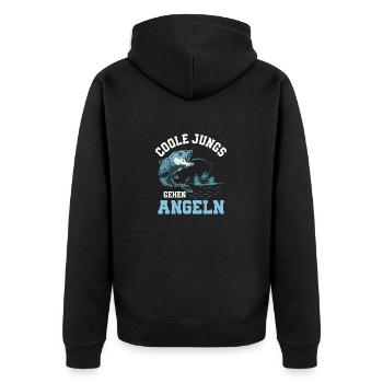 Les gars cool vont à la pêche Pêcheur Pêcheur Pêcheur - Veste à capuche bio Premium Unisexe - noir - Dos - Nico (187cm)
