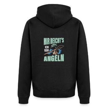 It's enough for me I go fishing Angler Fisherman - Unisex Premium Organic Zip Hoodie - black - Back - Nico (187cm)