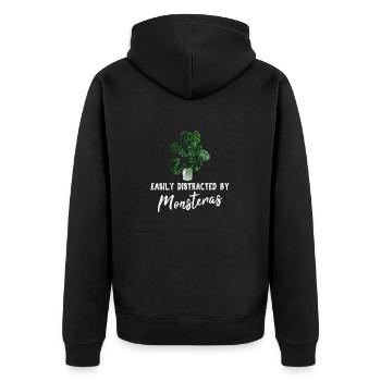 Easily Distracted By Monsteras Monstera Mom Plant - Unisex Premium Bio Zip Hoodie - Schwarz - Hinten - Nico (187cm)