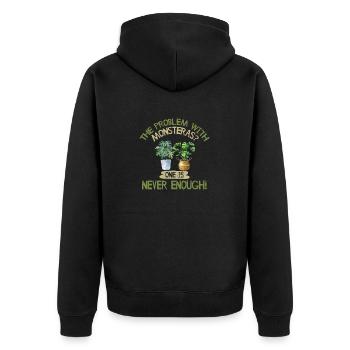 Monsteras One Is Never Enough Monster Mom Monstera - Unisex Premium Bio Zip Hoodie - Schwarz - Hinten - Nico (187cm)