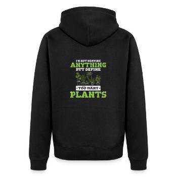 Define Too Many Plants Funny Plant Lover House Pla - Unisex Premium Organic Zip Hoodie - black - Back - Nico (187cm)