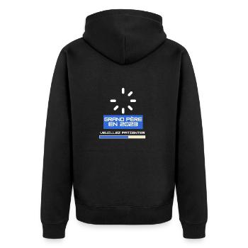 Grand Père en 2023 Pour Futur Papy Naissance Bébé - Unisex Premium Organic Zip Hoodie - black - Back - Nico (187cm)