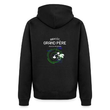 Bientôt Grand Père Pour Futur Papy Naissance Bébé - Unisex Premium Organic Zip Hoodie - black - Back - Nico (187cm)