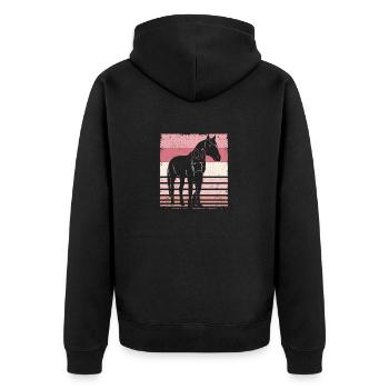 Pferdeliebhaberin Reiterin Silhouette Vintage - Unisex Premium Bio Zip Hoodie - Schwarz - Hinten - Nico (187cm)