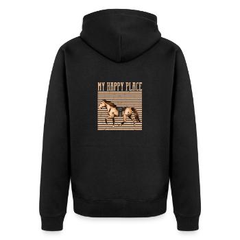 Pferdeliebhaber Reiten Reiter Reiterin My Happy - Unisex Premium Bio Zip Hoodie - Schwarz - Hinten - Nico (187cm)