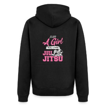 Juste une fille qui aime le Jiu Jitsu BJJ JiuJ brésilien - Veste à capuche bio Premium Unisexe - noir - Dos - Nico (187cm)