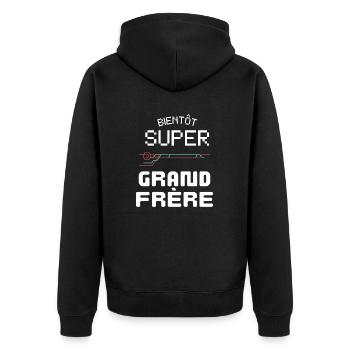 Bientôt Grand Frère Futur Frère Naissance Bèbè - Unisex Premium Organic Zip Hoodie - black - Back - Nico (187cm)