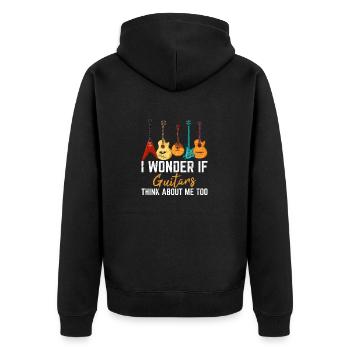Je me demande si les guitares pensent à moi trop drôle Guita - Veste à capuche bio Premium Unisexe - noir - Dos - Nico (187cm)