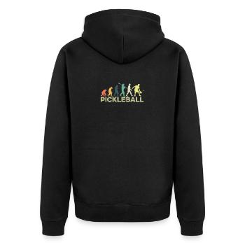 Spaß Pickleball Paddle Pickleball Player Evolution - Unisex Premium Bio Zip Hoodie - Schwarz - Hinten - Nico (187cm)