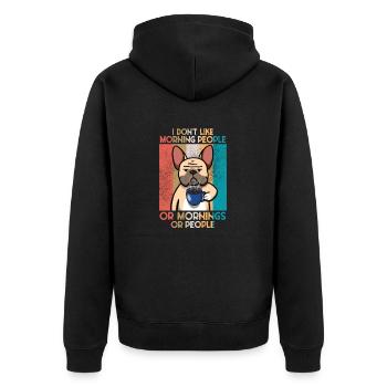 I don't like morning people französische Bulldogge - Unisex Premium Bio Zip Hoodie - Schwarz - Hinten - Nico (187cm)