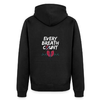Lungenfibrose ILD Warriors Bewusstsein - Unisex Premium Bio Zip Hoodie - Schwarz - Hinten - Nico (187cm)