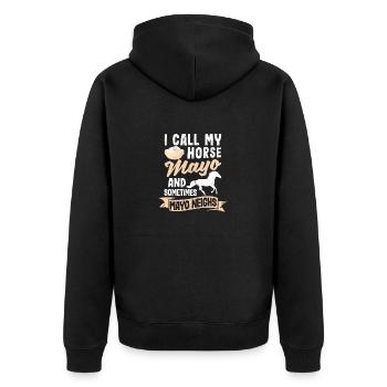 I call my horse Mayo and sometimes weeping - Unisex Premium Organic Zip Hoodie - black - Back - Nico (187cm)
