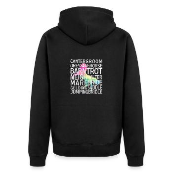 Typographie de cheval Word Art Équitation Équitation - Veste à capuche bio Premium Unisexe - noir - Dos - Nico (187cm)