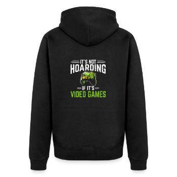 It's Not Hoarding If It's Video Games Funny Gamer - Unisex Premium Organic Zip Hoodie - black - Back - Nico (187cm)