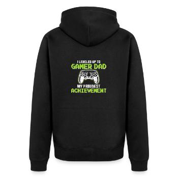Gamer Dad My Proudest Achievement Video Game Gamin - Unisex Premium Bio Zip Hoodie - Schwarz - Hinten - Nico (187cm)