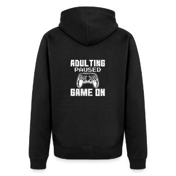 Adulting Paused Game on Funny Gamer Funny Video Ga - Unisex Premium Organic Zip Hoodie - black - Back - Nico (187cm)