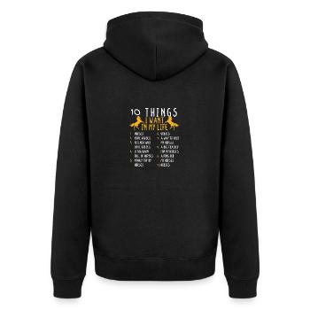 10 Dinge, die ich in meinem Leben will Pferde - Unisex Premium Bio Zip Hoodie - Schwarz - Hinten - Nico (187cm)