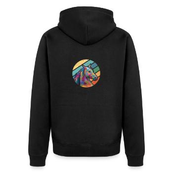 Horse lovers Riding Riding Animal lovers Horses - Unisex Premium Organic Zip Hoodie - black - Back - Nico (187cm)