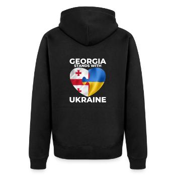 Georgia supports Ukraine - Unisex Premium Organic Zip Hoodie - black - Back - Nico (187cm)