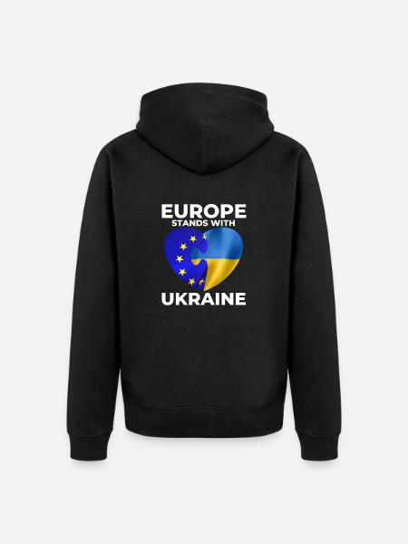 Europe supports Ukraine - Unisex Premium Organic Zip Hoodie - black