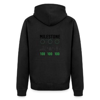 Gym Milestone Workout Liebe - mein Hobby Fitness Ruti - Unisex Premium Bio Zip Hoodie - Schwarz - Hinten - Nico (187cm)