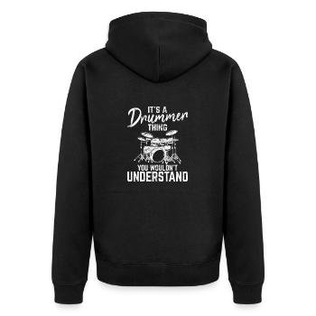 It's A Drummer Thing Funny Drummer Band Percussion - Unisex Premium Bio Zip Hoodie - Schwarz - Hinten - Nico (187cm)