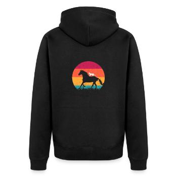 Reiten Katze reiten Pferde Lustige Katzen Pferd - Unisex Premium Bio Zip Hoodie - Schwarz - Hinten - Nico (187cm)