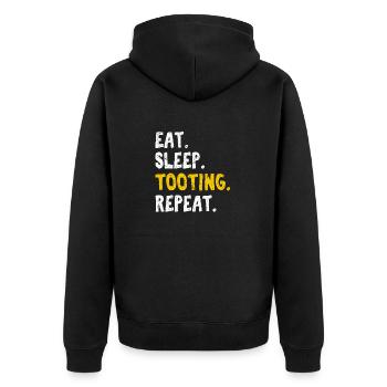 Eat Sleep Tooting Repeat Funny Trumpet Player Marc - Unisex Premium Organic Zip Hoodie - black - Back - Nico (187cm)