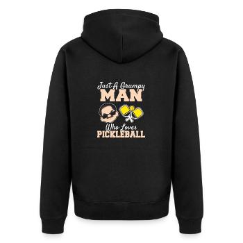 A Grumpy Man Who Loves Pickleball Funny Pickleball - Unisex Premium Bio Zip Hoodie - Schwarz - Hinten - Nico (187cm)