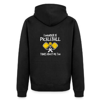I Wonder If Pickleball Thinks About Me Too Funny P - Unisex Premium Organic Zip Hoodie - black - Back - Nico (187cm)
