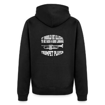 Trompete Musik lustiger Musiker Spruch Instrument - Unisex Premium Bio Zip Hoodie - Schwarz - Hinten - Nico (187cm)